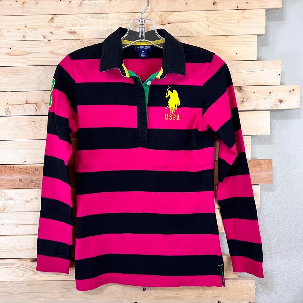 US Polo ASSN Children Multi Color Stripes Long Sleeve Boys Shirt kids size M